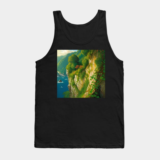 Lush Cliff - Cliffside View of the Sea of Swords Tank Top by CursedContent